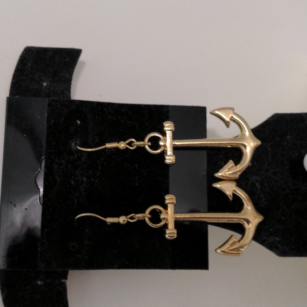 Gold Colored Anchor Earrings